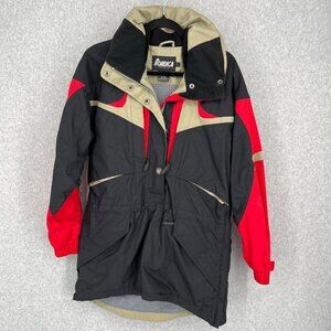 Nordica Vertech Womens Pullover Ski Parka Size 8 Black Red VTG 80s 90s Longline